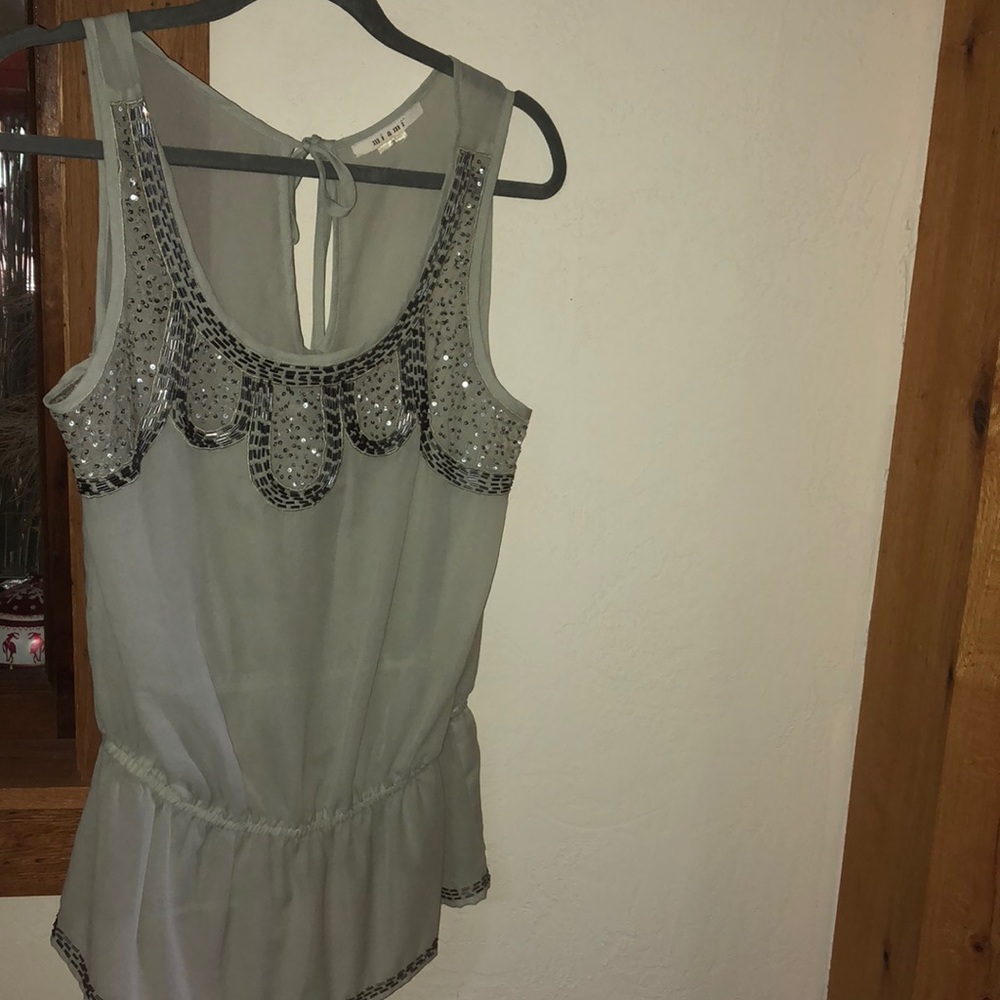 Sheer beaded tank top